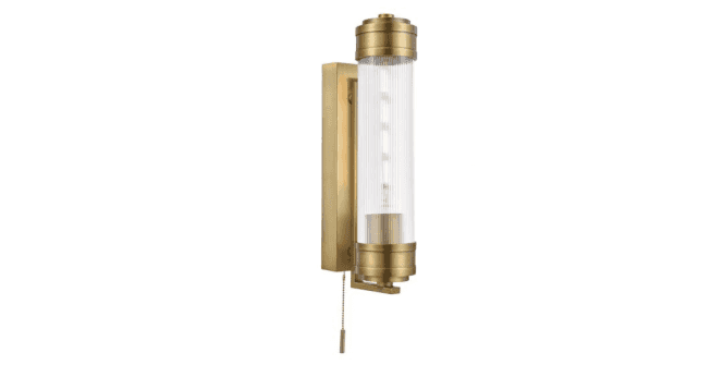 Där Lighting Tommaso Bathroom Wall Light Antique Bronze and Ribbed Glass IP44