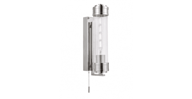 Där Lighting Tommaso Bathroom Wall Light Polished Nickel and Ribbed Glass IP44