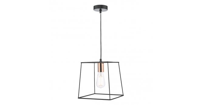 Där Lighting Tower 1 Light Single Pendant Matt Black Copper