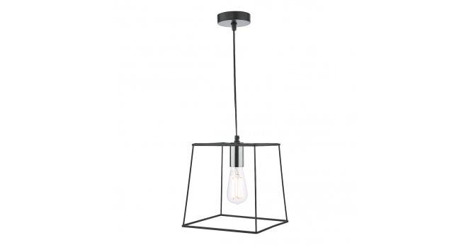 Där Lighting Tower 1 Light Single Pendant Matt Black Polished Chrome