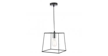 Tower 1 Light Single Pendant Matt Black Polished Chrome