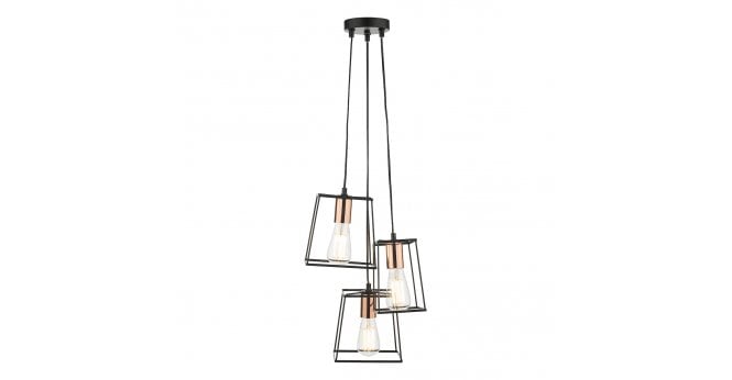 Där Lighting Tower 3 Light Cluster Pendant Black & Copper