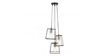 Tower 3 Light Cluster Pendant Black & Copper