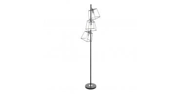 Tower 3 Light Floor Lamp Matt Black and Polished Chrome