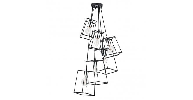 Där Lighting Tower 6lt Cluster Pendant Black & Polished Chrome