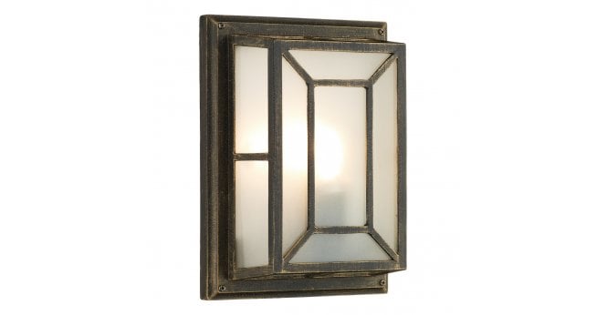 Där Lighting Trent Outdoor Wall Light Black/Gold Frosted Glass IP44