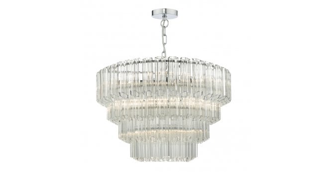 Där Lighting Tuvalu 4 Tier 9 Light Chandelier Crystal & Polished Chrome