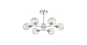Tyka 6 Light Semi-Flush Polished Chrome and Glass