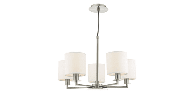 Där Lighting Tyler 5 Light Armed Pendant Satin Nickel With Shade