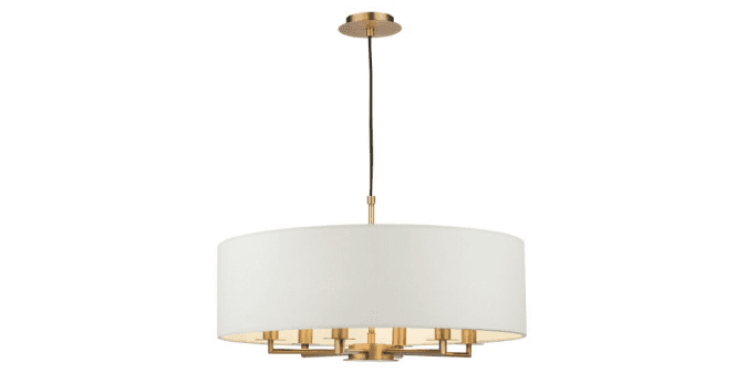 Där Lighting Tyler 6 Light Shadelier Antique Bronze and White With Shade