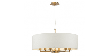 Tyler 6 Light Shadelier Antique Bronze and White With Shade
