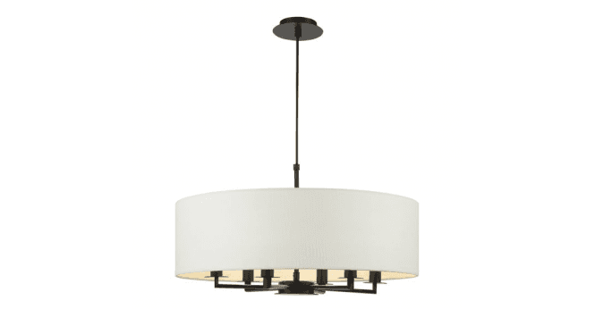 Där Lighting Tyler 6 Light Shadelier Matt Black and White With Shade