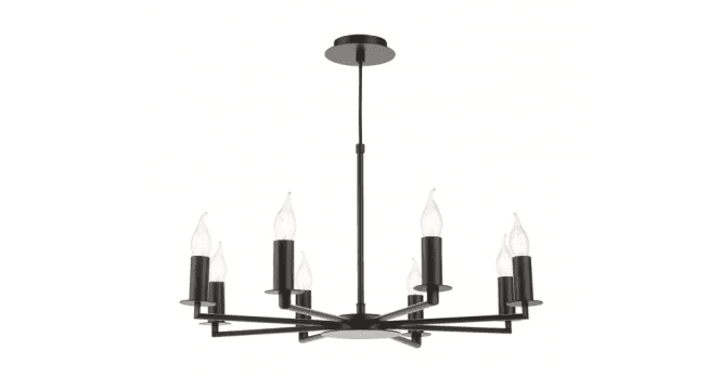 Där Lighting Tyler 8 Light Armed Pendant Matt Black Fitting Only