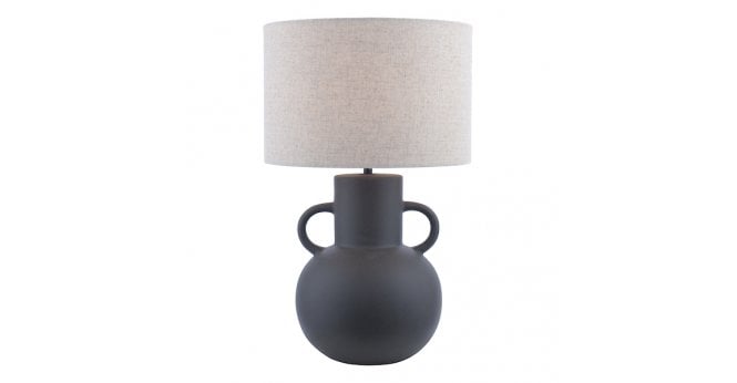 Där Lighting Urn Ceramic Table Lamp Black With Shade
