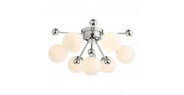 Ursa 7 Light Flush Polished Chrome and Opal Glass