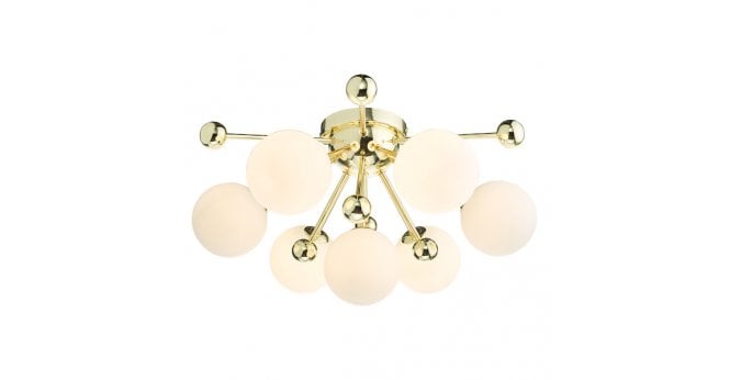 Där Lighting Ursa 7 Light Flush Polished Gold and Opal Glass