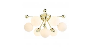 Ursa 7 Light Flush Polished Gold and Opal Glass
