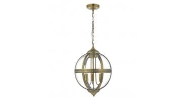 Vanessa 3 Light Pendant Antique Brass And Clear