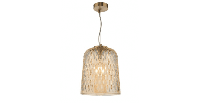 Där Lighting Varius Pendant Natural Brass and Amber Glass