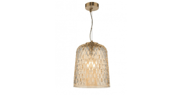 Varius Pendant Natural Brass and Amber Glass