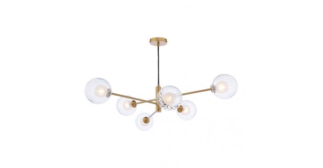 Där Lighting Vignette 6 Light Pendant Aged Brass With Clear/Opal Glass