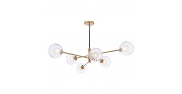 Vignette 6 Light Pendant Aged Brass With Clear/Opal Glass