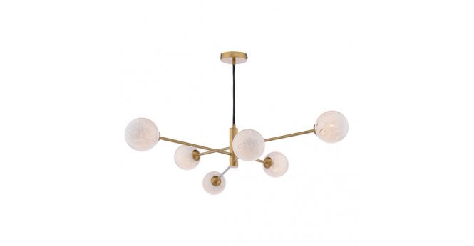 Där Lighting Vignette 6 Light Pendant Aged Brass With White Confetti Glass
