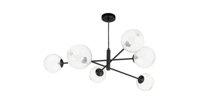 Där Lighting Vignette 6 Light Pendant Matt Black With Closed Glass