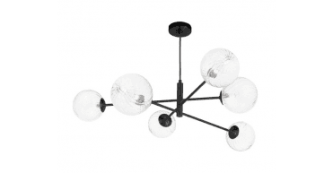 Vignette 6 Light Pendant Matt Black With Closed Glass