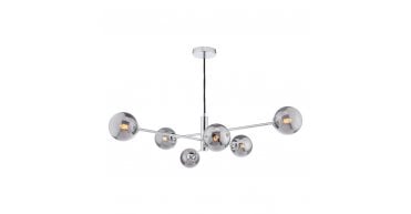 Vignette 6 Light Pendant Polished Chrome With Smoked Glass