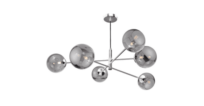 Där Lighting Vignette 6 Light Pendant Polished Chrome With Smoked Glass