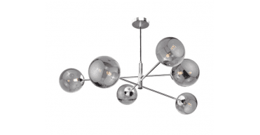 Vignette 6 Light Pendant Polished Chrome With Smoked Glass