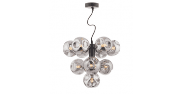 Vine 10 Light Pendant Satin Black With Closed Organic Smoked Glass