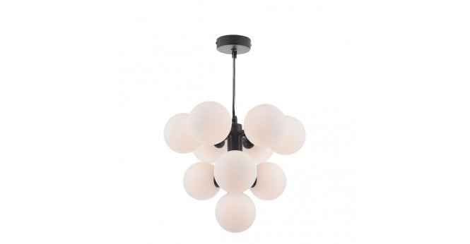 Där Lighting Vine 10 Light Pendant Satin Black With Opal Glass