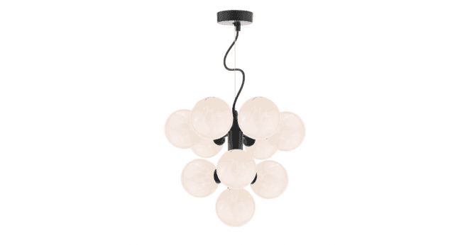 Där Lighting Vine 10 Light Pendant Satin Black With White Confetti Glass
