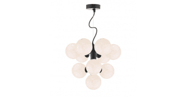Vine 10 Light Pendant Satin Black With White Confetti Glass