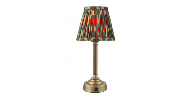 Där Lighting Virgil Rechargeable Table Lamp Matt Antique Brass With Shade LED