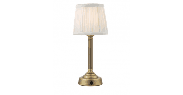 Virgil Rechargeable Table Lamp Matt Antique Brass With Shade LED