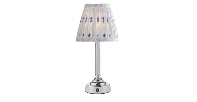 Där Lighting Virgil Rechargeable Table Lamp Polished Nickel With Shade LED