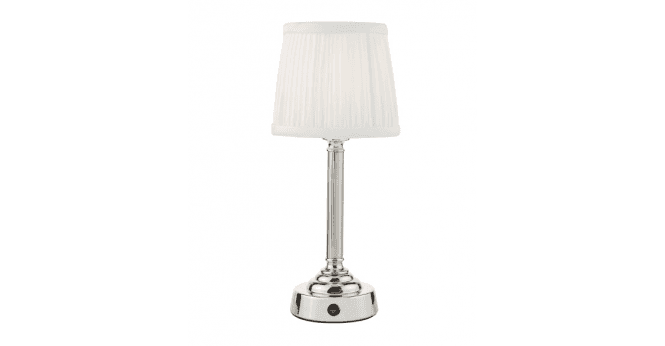 Där Lighting Virgil Rechargeable Table Lamp Polished Nickel With Shade LED