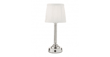 Virgil Rechargeable Table Lamp Polished Nickel With Shade LED