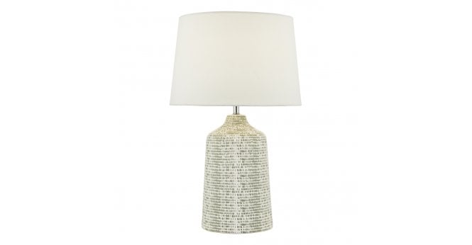 Där Lighting Vondra Table Lamp White & Grey With Shade
