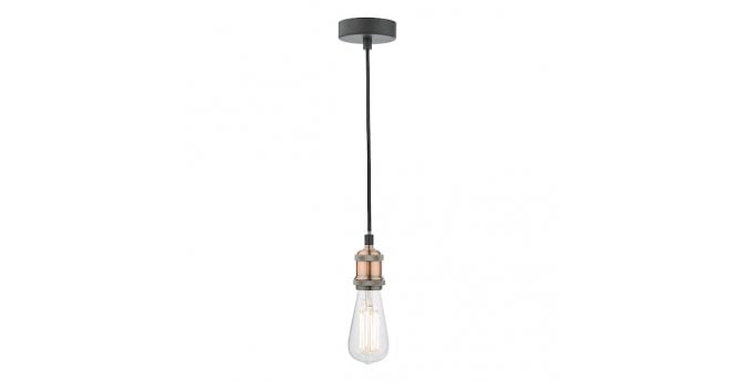 Där Lighting Waco 1 Light E27 Suspension Antique Copper Matt Black