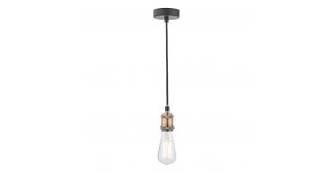 Waco 1 Light E27 Suspension Antique Copper Matt Black
