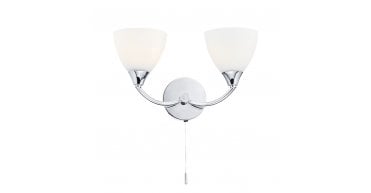 Watson 2 Light Wall Light Polished Chrome Opal Glass