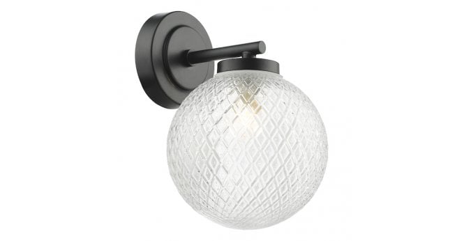 Där Lighting Wayne Bathroom Wall Light Matt Black Glass IP44