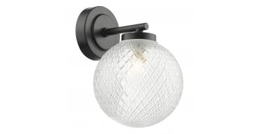 Wayne Bathroom Wall Light Matt Black Glass IP44