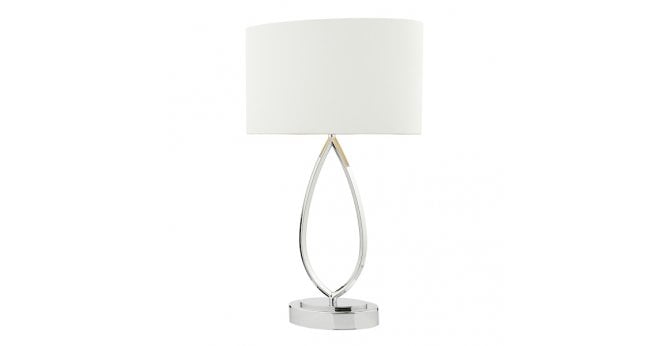 Där Lighting Wyatt Touch Table Lamp Polished Chrome With Shade