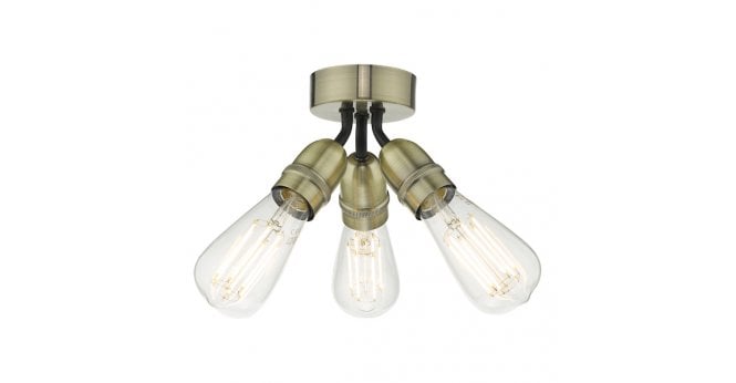 Där Lighting Yao 3 Light Flush Antique Brass