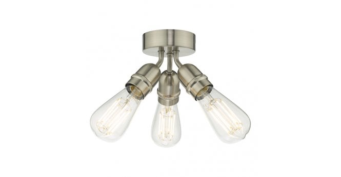 Där Lighting Yao 3 Light Flush Satin Nickel